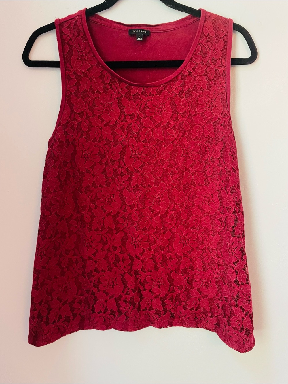 Talbots Wine Lace Overlay Scoop Neck Tank